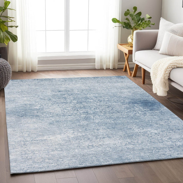 HomeRoots 9' X 12' Sky Blue Floral Medallion Area Rug - Durable, Washable, Indoor/Outdoor, Stylish Home Décor 620237
