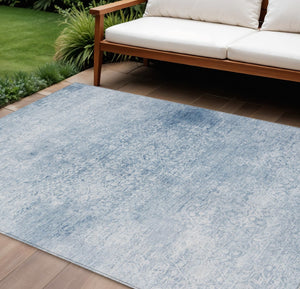 HomeRoots 10' Sky Blue & Ivory Floral Medallion Area Rug – Washable Indoor/Outdoor, Durable, Stylish & Versatile! 620238