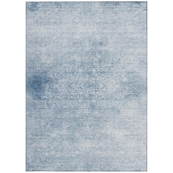 HomeRoots 10' Sky Blue & Ivory Floral Medallion Area Rug – Washable Indoor/Outdoor, Durable, Stylish & Versatile! 620238