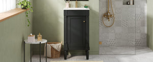 English Elm 18" French Style Vanity with Ceramic Sink Soft Close Door and Adjustable Shelf Black N710P415332B