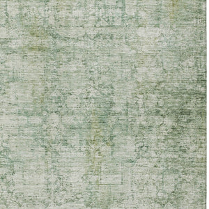 HomeRoots 5' Artichoke Green & Ivory Abstract Washable Area Rug – Stylish, Durable, Indoor/Outdoor Use! 620252