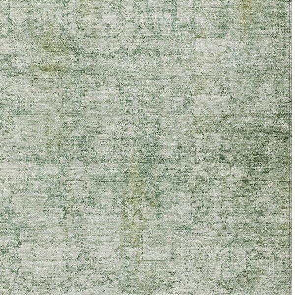 HomeRoots 5' Artichoke Green & Ivory Abstract Washable Area Rug – Stylish, Durable, Indoor/Outdoor Use! 620252