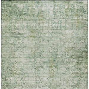 HomeRoots 5' Artichoke Green & Ivory Abstract Washable Area Rug – Stylish, Durable, Indoor/Outdoor Use! 620252