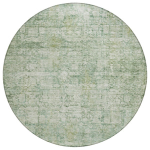 HomeRoots 8' Artichoke Green & Ivory Round Abstract Washable Rug - Stylish Indoor/Outdoor Area Essential 620253