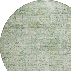 HomeRoots 8' Artichoke Green & Ivory Round Abstract Washable Rug - Stylish Indoor/Outdoor Area Essential 620253