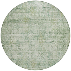 HomeRoots 8' Artichoke Green & Ivory Round Abstract Washable Rug - Stylish Indoor/Outdoor Area Essential 620253