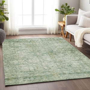 HomeRoots 9' Artichoke Green & Ivory Abstract Washable Area Rug - Durable, Stylish for Indoor & Outdoor Use 620255
