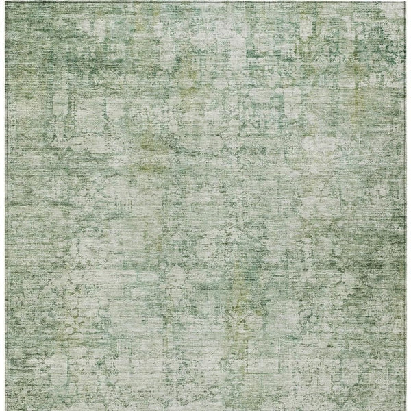 HomeRoots 10' Artichoke Green & Ivory Abstract Washable Area Rug - Stylish, Durable, Indoor/Outdoor Versatility! 620256