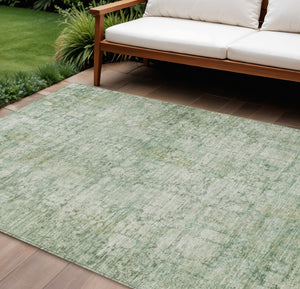 HomeRoots 10' Artichoke Green & Ivory Abstract Washable Area Rug - Stylish, Durable, Indoor/Outdoor Versatility! 620256