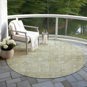HomeRoots 8' Beige and Ivory Round Abstract Area Rug – Stylish, Washable, Durable for Indoor & Outdoor Use 620259
