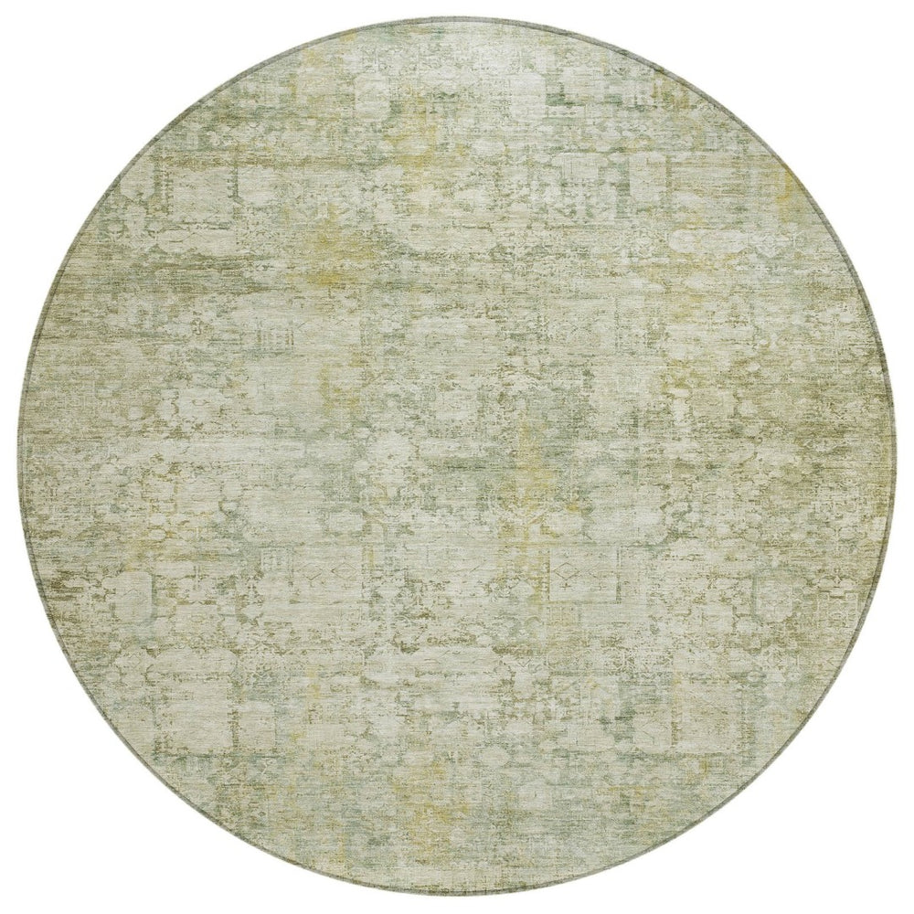 HomeRoots 8' Beige and Ivory Round Abstract Area Rug – Stylish, Washable, Durable for Indoor & Outdoor Use 620259