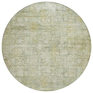 HomeRoots 8' Beige and Ivory Round Abstract Area Rug – Stylish, Washable, Durable for Indoor & Outdoor Use 620259
