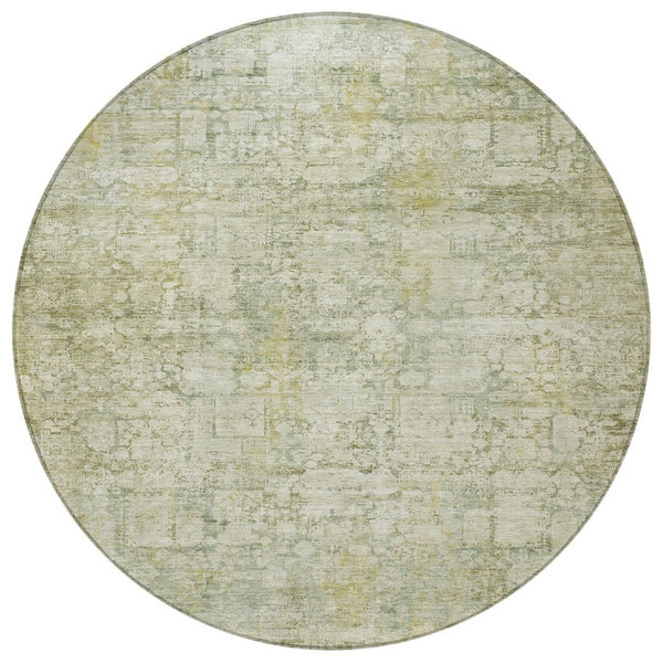 HomeRoots 8' Beige and Ivory Round Abstract Area Rug – Stylish, Washable, Durable for Indoor & Outdoor Use 620259