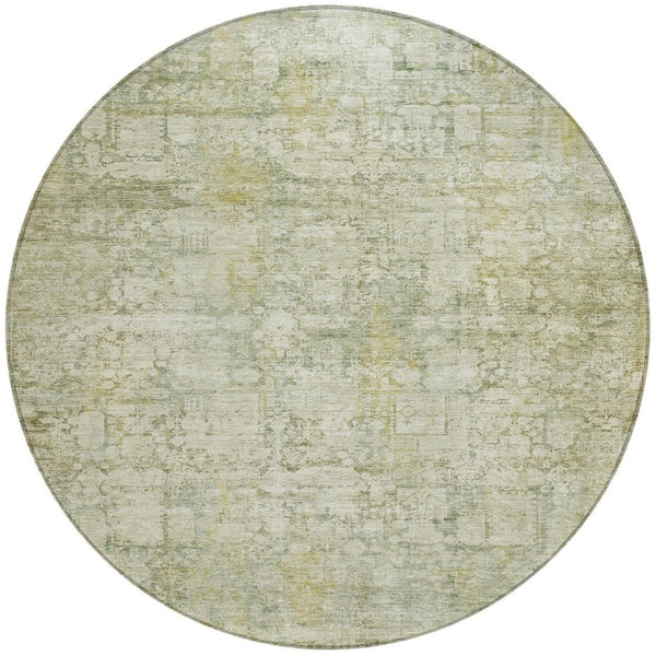 HomeRoots 8' Beige and Ivory Round Abstract Area Rug – Stylish, Washable, Durable for Indoor & Outdoor Use 620259