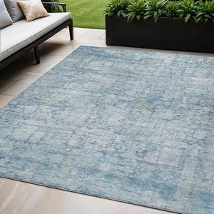 HomeRoots 5' X 8' Blue and Ivory Abstract Area Rug - Washable, Durable, Indoor/Outdoor Design for Every Space 620264