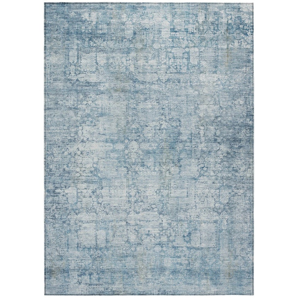 HomeRoots 5' X 8' Blue and Ivory Abstract Area Rug - Washable, Durable, Indoor/Outdoor Design for Every Space 620264