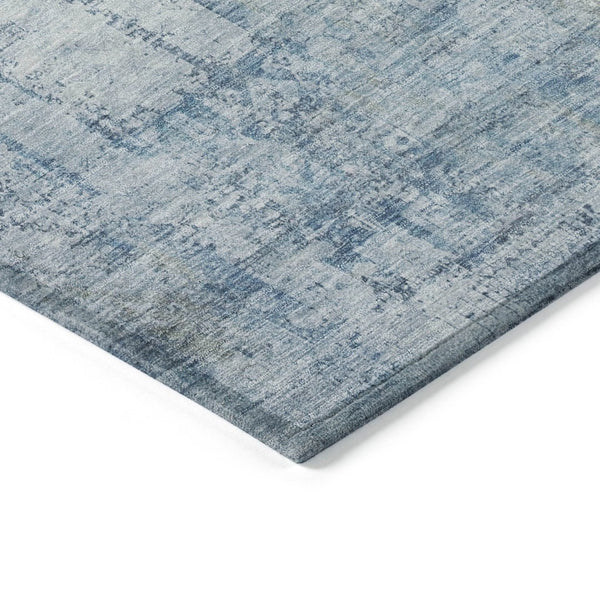 HomeRoots 8' Blue Abstract Washable Round Area Rug - Stylish, Durable, Indoor & Outdoor, Stain-Resistant Design 620265