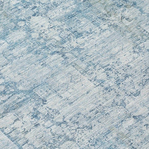 HomeRoots 8' Blue Abstract Washable Round Area Rug - Stylish, Durable, Indoor & Outdoor, Stain-Resistant Design 620265
