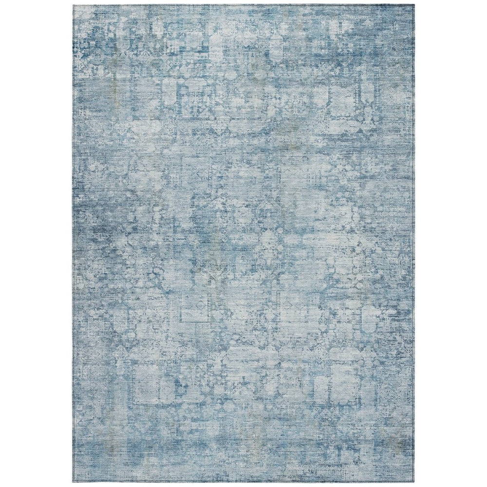 HomeRoots 8' X 10' Blue Abstract Indoor Outdoor Rug - Modern, Washable, Durable Design for High-Traffic Areas 620266