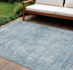 HomeRoots 10' Blue & Ivory Abstract Washable Area Rug - Durable, Stylish Indoor/Outdoor Decor for Any Space 620268