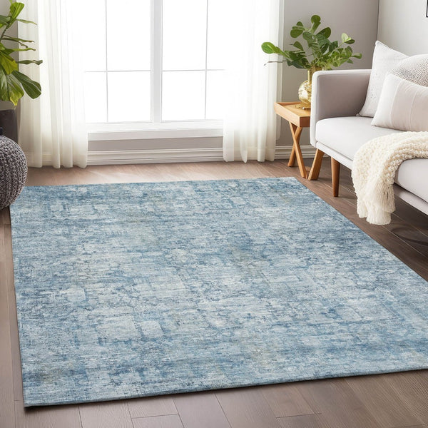 HomeRoots 10' Blue & Ivory Abstract Washable Area Rug - Durable, Stylish Indoor/Outdoor Decor for Any Space 620268