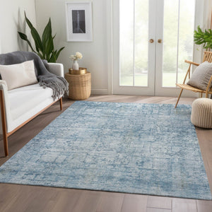 HomeRoots 10' Blue & Ivory Abstract Washable Area Rug - Durable, Stylish Indoor/Outdoor Decor for Any Space 620268