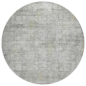 HomeRoots 8' Gray and Ivory Round Abstract Washable Rug - Perfect for Indoor & Outdoor Spaces, Easy Care! 620271