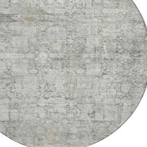 HomeRoots 8' Gray and Ivory Round Abstract Washable Rug - Perfect for Indoor & Outdoor Spaces, Easy Care! 620271