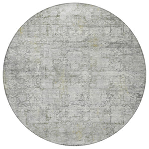 HomeRoots 8' Gray and Ivory Round Abstract Washable Rug - Perfect for Indoor & Outdoor Spaces, Easy Care! 620271