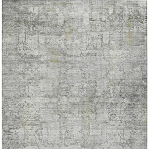 HomeRoots 9' X 12' Gray and Ivory Abstract Area Rug - Stylish, Washable, Durable for Indoor/Outdoor Use 620273