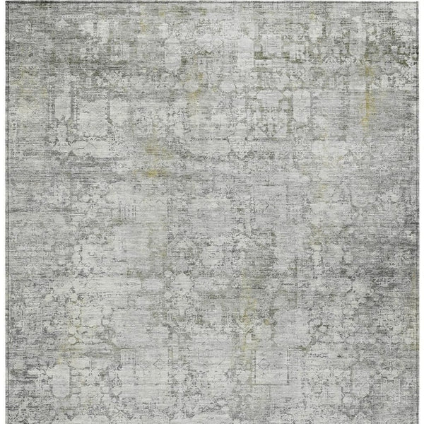HomeRoots 9' X 12' Gray and Ivory Abstract Area Rug - Stylish, Washable, Durable for Indoor/Outdoor Use 620273