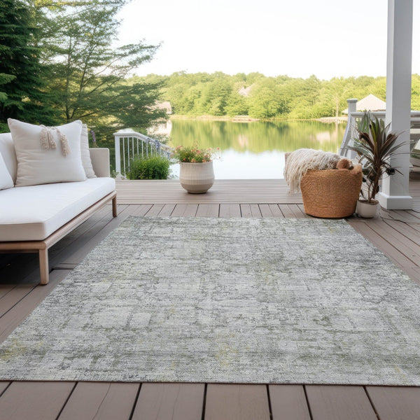 HomeRoots 9' X 12' Gray and Ivory Abstract Area Rug - Stylish, Washable, Durable for Indoor/Outdoor Use 620273