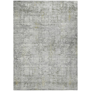 HomeRoots 9' X 12' Gray and Ivory Abstract Area Rug - Stylish, Washable, Durable for Indoor/Outdoor Use 620273