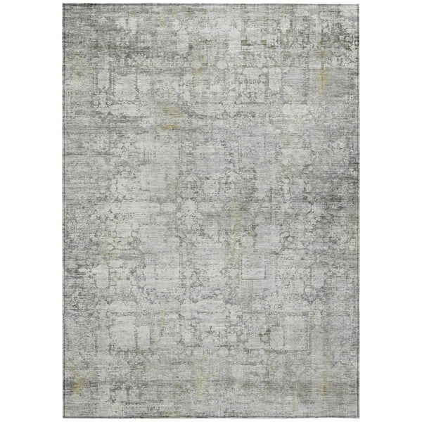 HomeRoots 9' X 12' Gray and Ivory Abstract Area Rug - Stylish, Washable, Durable for Indoor/Outdoor Use 620273