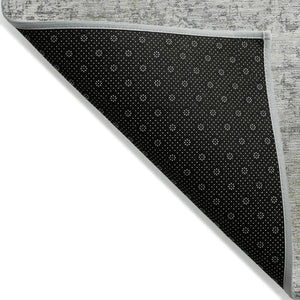 HomeRoots 9' X 12' Gray and Ivory Abstract Area Rug - Stylish, Washable, Durable for Indoor/Outdoor Use 620273