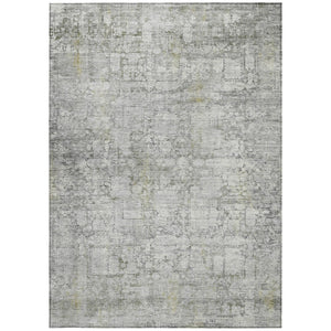 HomeRoots 9' X 12' Gray and Ivory Abstract Area Rug - Stylish, Washable, Durable for Indoor/Outdoor Use 620273