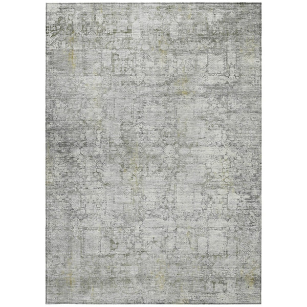 HomeRoots 9' X 12' Gray and Ivory Abstract Area Rug - Stylish, Washable, Durable for Indoor/Outdoor Use 620273
