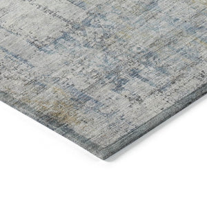 HomeRoots 8' Round Abstract Linen and Ivory Area Rug - Washable, Stain-Resistant, Indoor/Outdoor Versatility! 620277
