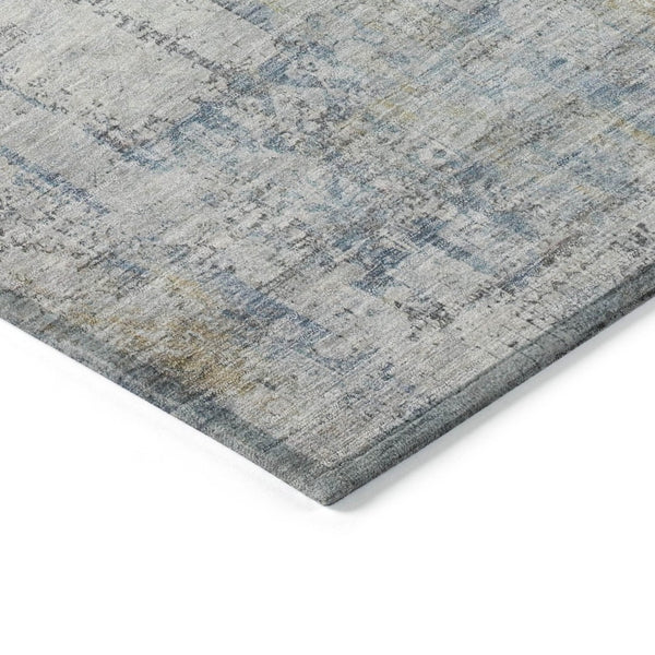 HomeRoots 8' Round Abstract Linen and Ivory Area Rug - Washable, Stain-Resistant, Indoor/Outdoor Versatility! 620277