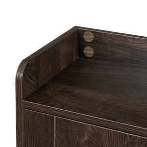 English Elm Shoe Cabinet with 2 Flip Drawers and Open Shelves, Slim Rustic Brown Entryway Organizer, Space-Saving Wood Storage W679P154753