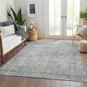 HomeRoots 9' X 12' Abstract Linen and Ivory Washable Area Rug - Stylish Indoor/Outdoor Durable Design for All Spaces 620279