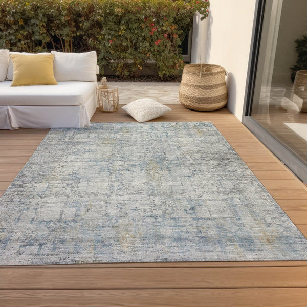 HomeRoots 9' X 12' Abstract Linen and Ivory Washable Area Rug - Stylish Indoor/Outdoor Durable Design for All Spaces 620279