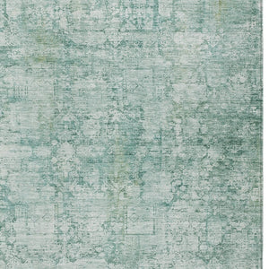HomeRoots 5' Teal Blue and Ivory Abstract Washable Area Rug - Stylish, Durable, Indoor/Outdoor Versatility! 620282