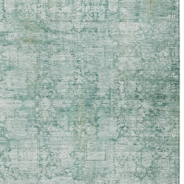 HomeRoots 5' Teal Blue and Ivory Abstract Washable Area Rug - Stylish, Durable, Indoor/Outdoor Versatility! 620282