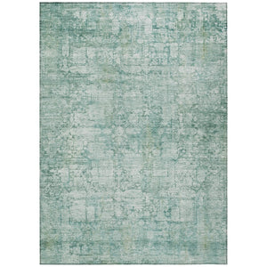 HomeRoots 5' Teal Blue and Ivory Abstract Washable Area Rug - Stylish, Durable, Indoor/Outdoor Versatility! 620282