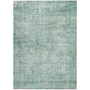 HomeRoots 5' Teal Blue and Ivory Abstract Washable Area Rug - Stylish, Durable, Indoor/Outdoor Versatility! 620282