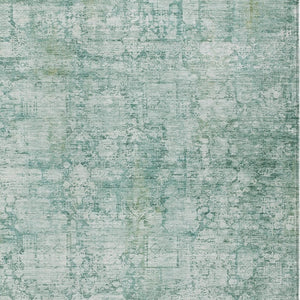 HomeRoots 9' Teal Blue and Ivory Abstract Area Rug - Durable, Washable, Indoor/Outdoor Style for Every Space 620285