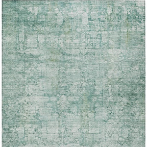 HomeRoots 9' Teal Blue and Ivory Abstract Area Rug - Durable, Washable, Indoor/Outdoor Style for Every Space 620285