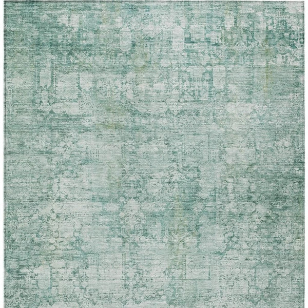 HomeRoots 9' Teal Blue and Ivory Abstract Area Rug - Durable, Washable, Indoor/Outdoor Style for Every Space 620285