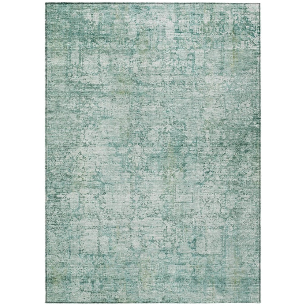 HomeRoots 10' Teal Blue and Ivory Abstract Area Rug – Stylish, Washable, Indoor/Outdoor, Stain-Resistant Design 620286